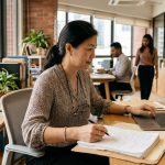 Malaysian small business owner reviewing operational records to solve common SME Malaysia problems