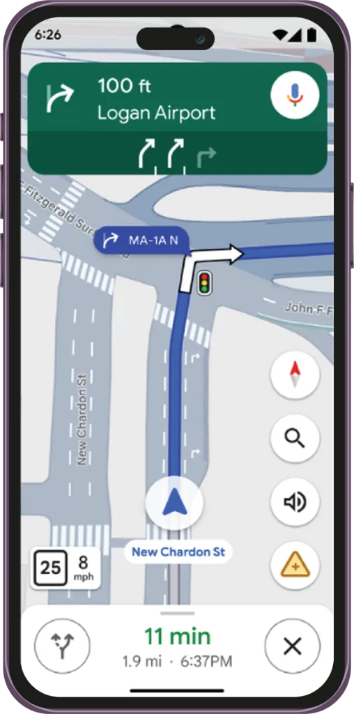 Mobile travel app UI design: maps navigation screen